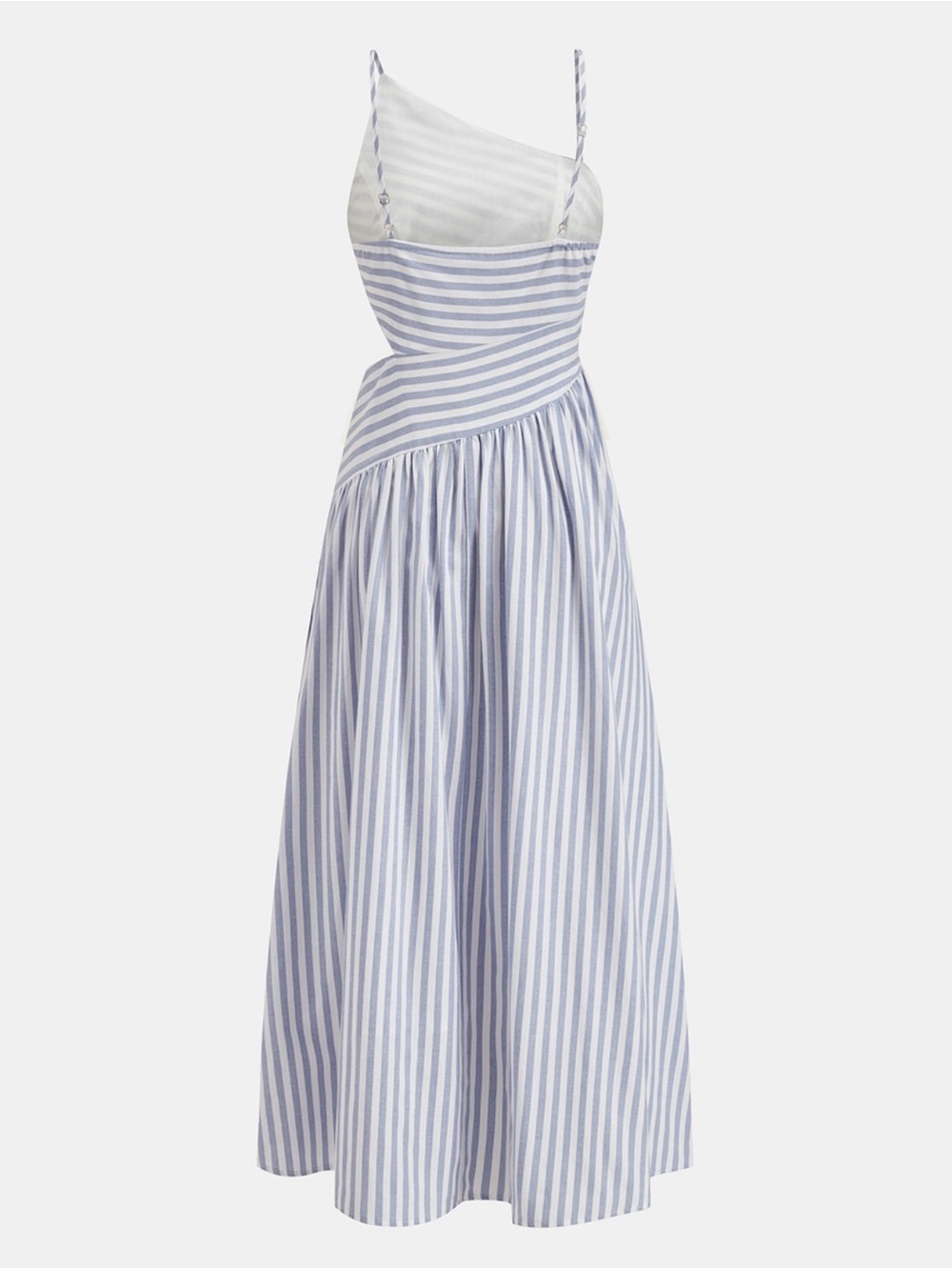 NWT Commense Blue and White Striped One-Shoulder Maxi Dress - Picture 2 of 4